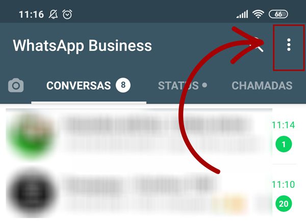 configurações do whatsapp business